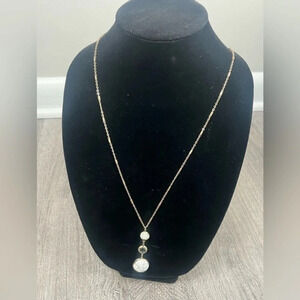 JM Collection Long Dangling Circle Disc Marble and Crystal Pendant Necklace